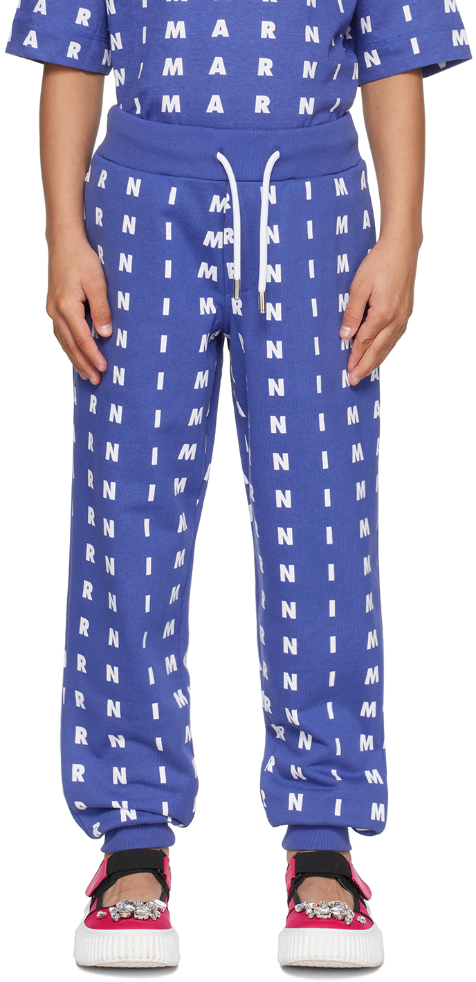 Marni Kids Blue Printed Lounge Pants In 0m833