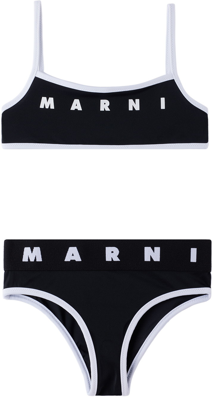 Marni Kids' Mm8f Swimsuit  Black Bikini Costume In Lycra With Logo