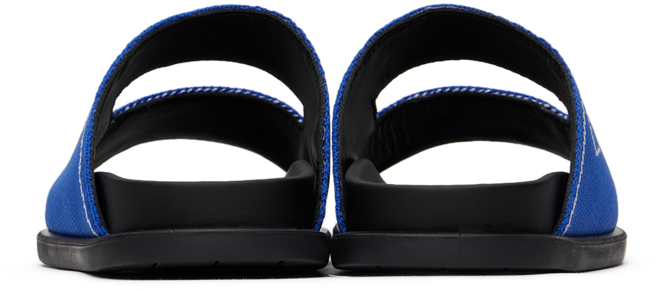 Marni Blue Trompe-l'oeil Jacquard Fussbett Slide Slippers In Var 5