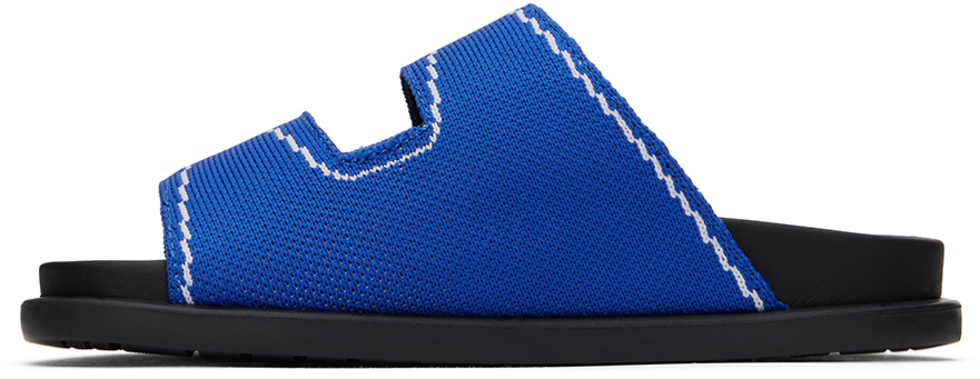 Marni Blue Trompe-l'oeil Jacquard Fussbett Slide Slippers In Var 5