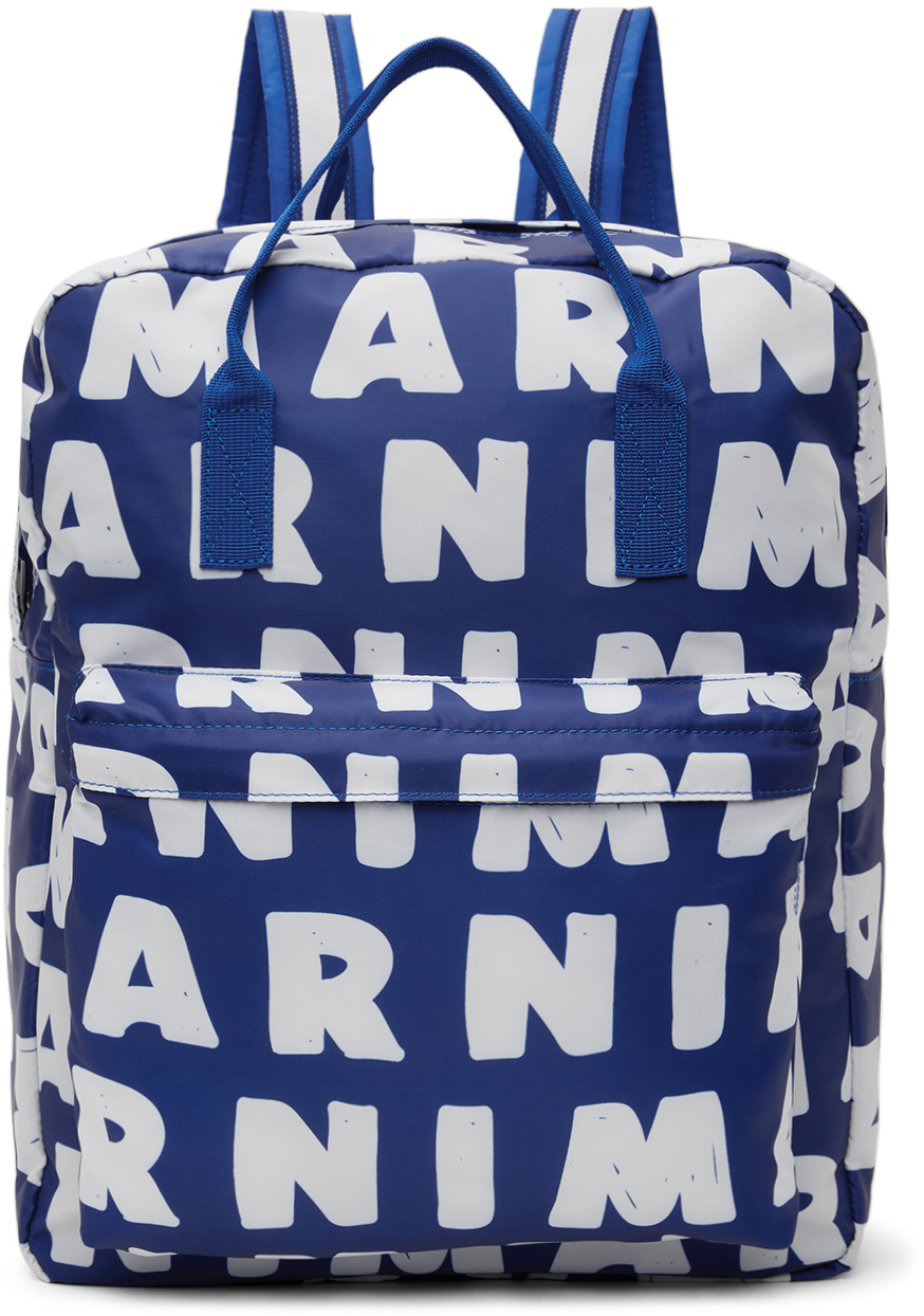 Marni Kids Blue Logo Backpack In 0m833