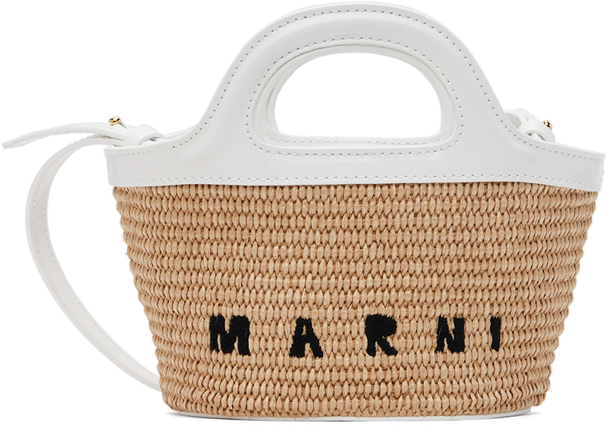 Marni Kids White & Brown Micro Tropicalia Bag In Z0t01
