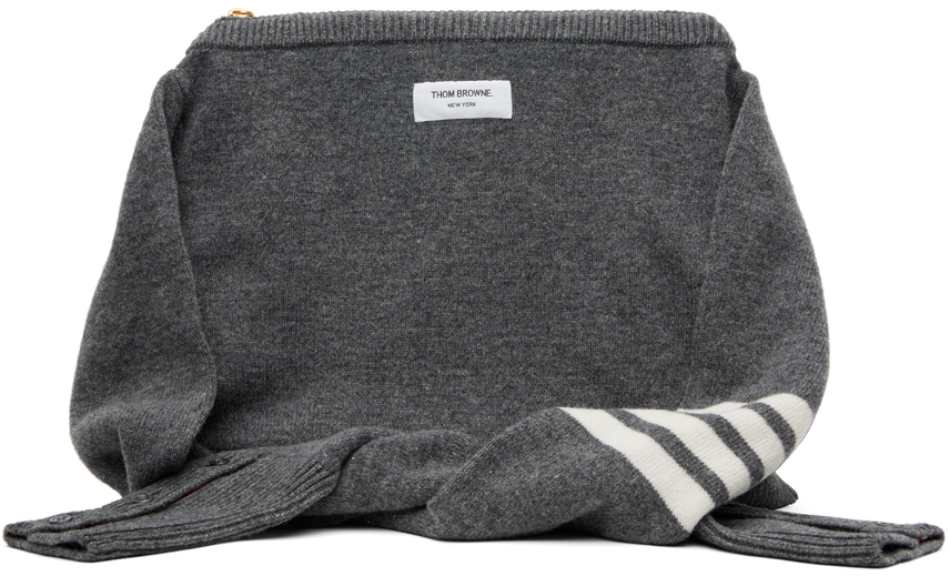 Thom Browne Gray 4-bar Sweater Bag In Med Grey