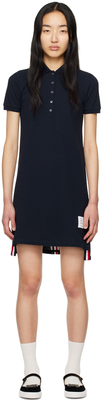 Shop Thom Browne Navy Short Sleeve Minidress In 415 Navy