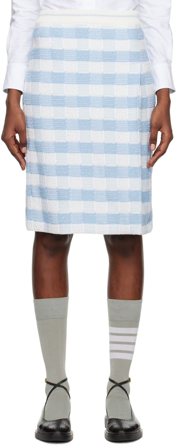 Gingham midi 2024 skirt blue