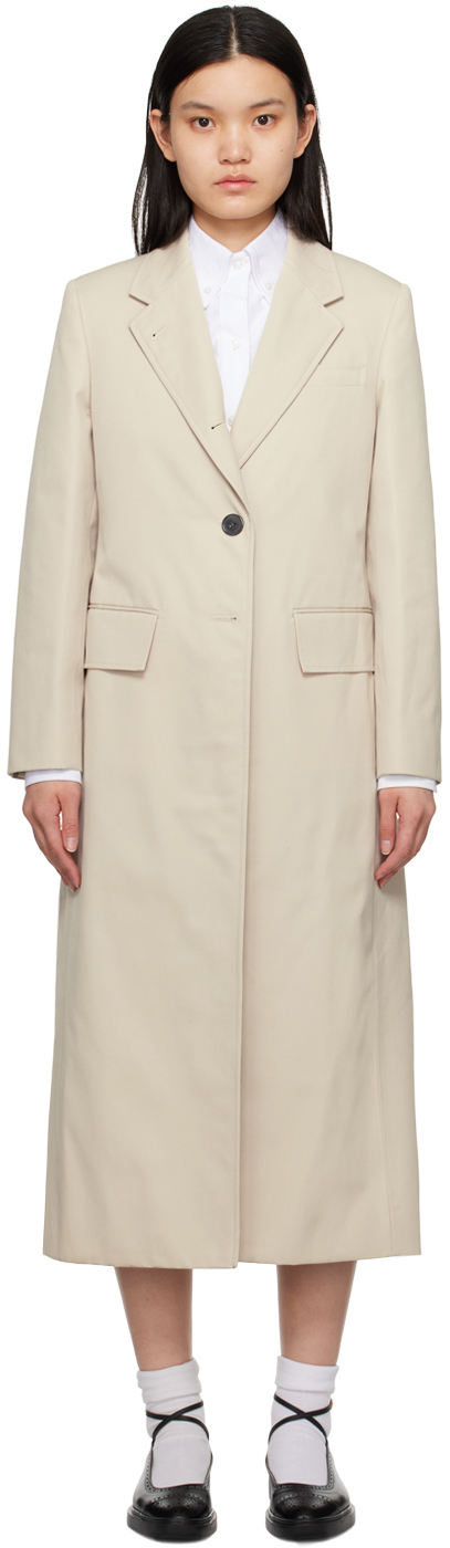 Thom Browne Khaki Notched Lapel Coat In 250 Khaki