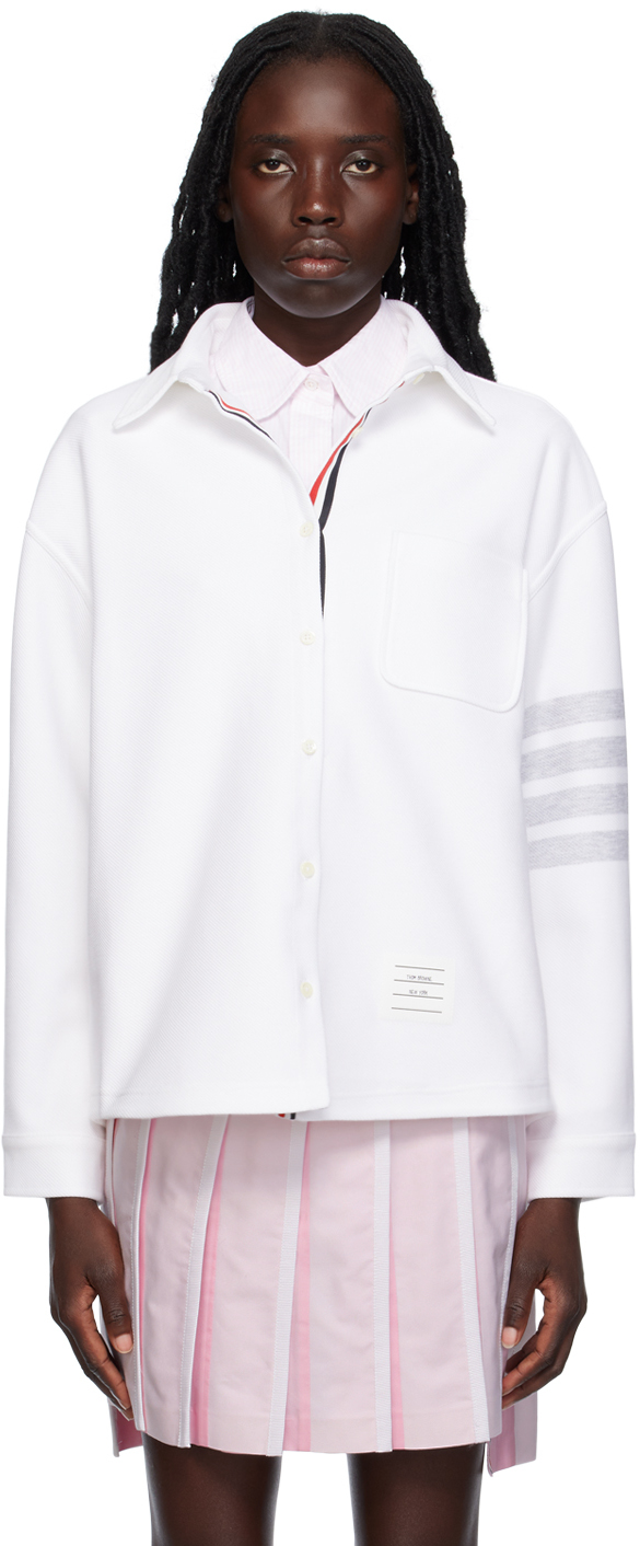 Thom Browne White 4-bar Jacket In 100 White