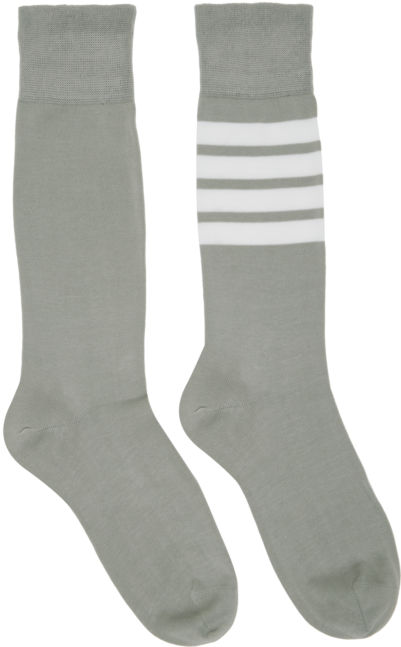 Shop Thom Browne Gray 4-bar Socks In 055 Lt Grey