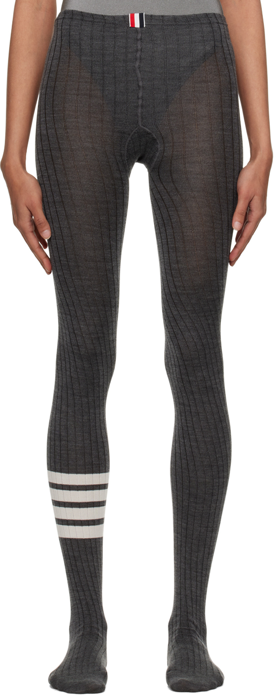 Thom Browne Gray 4-bar Tights In 035 Med Grey
