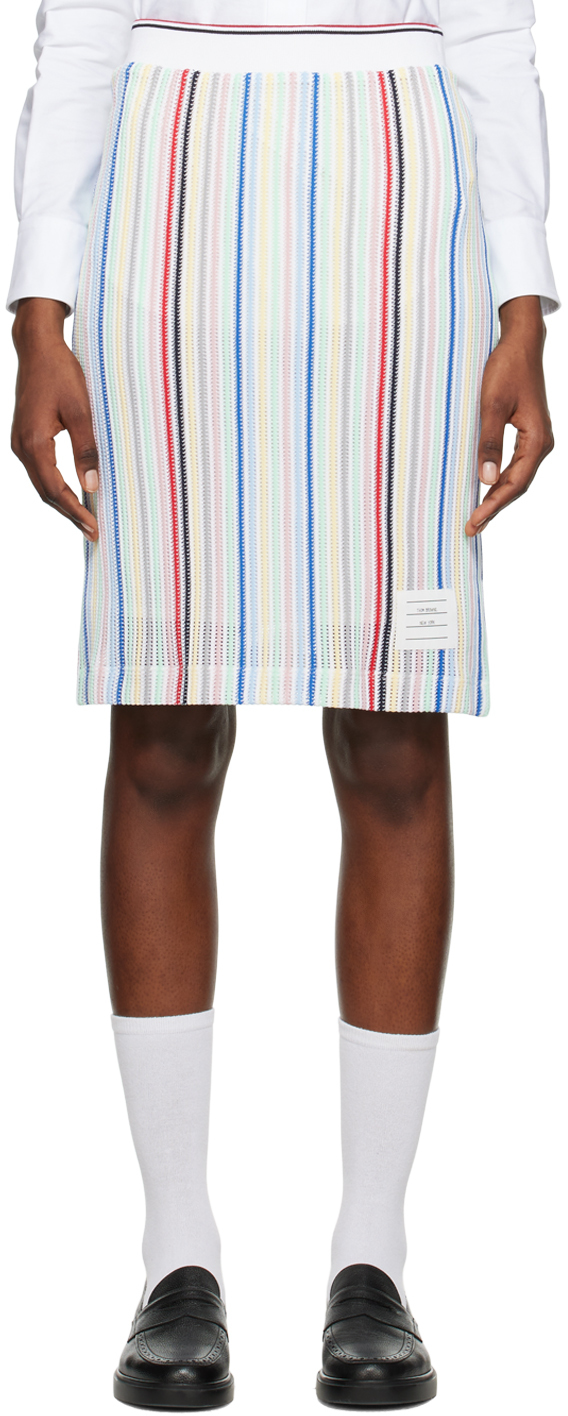 Shop Thom Browne Multicolor Striped Midi Skirt In 996 Seasonal Multi