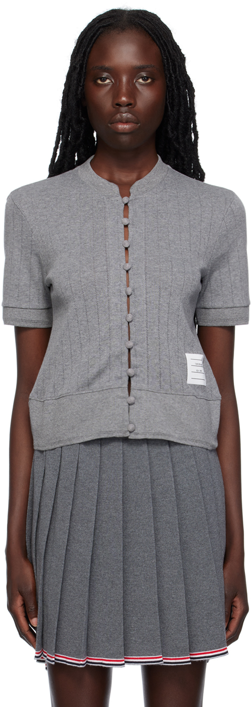 Thom Browne Gray Button Cardigan In Light Gray