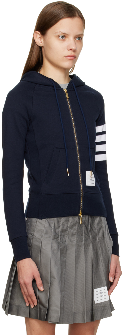 Thom Browne Navy Classic Four Bar Hoodie In 415 Navy