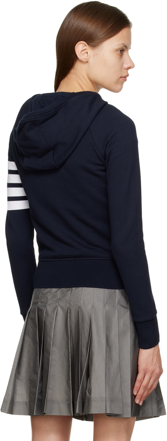 Thom Browne Navy Classic Four Bar Hoodie In 415 Navy