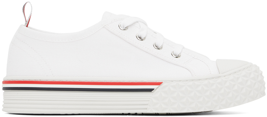 Shop Thom Browne White Collegiate Sneakers In 100 White
