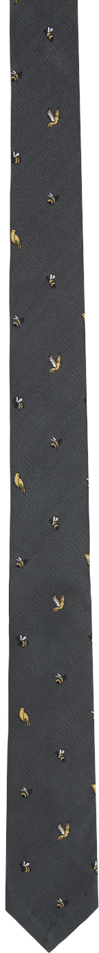 Thom Browne Birds And Bees Jacquard Classic Tie In 035 Med Grey