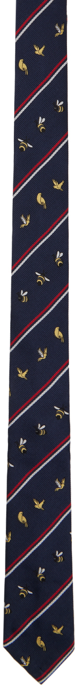 Thom Browne Seidenkrawatte Mit Bienen In 415 Navy