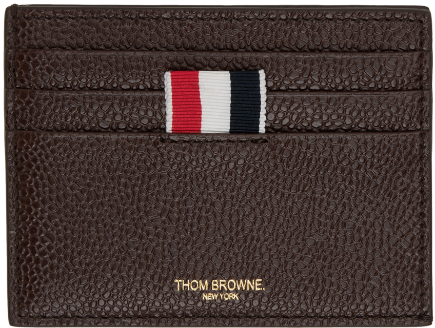 Thom Browne Brown Leather Card Holder In 205 Dark Brown