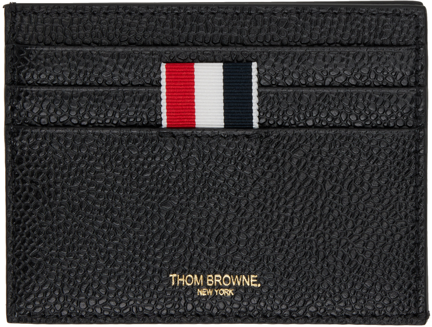 Thom Browne Black Leather Card Holder In 001 Black