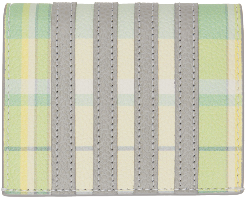 THOM BROWNE GREEN & GRAY 4-BAR DOUBLE CARD HOLDER