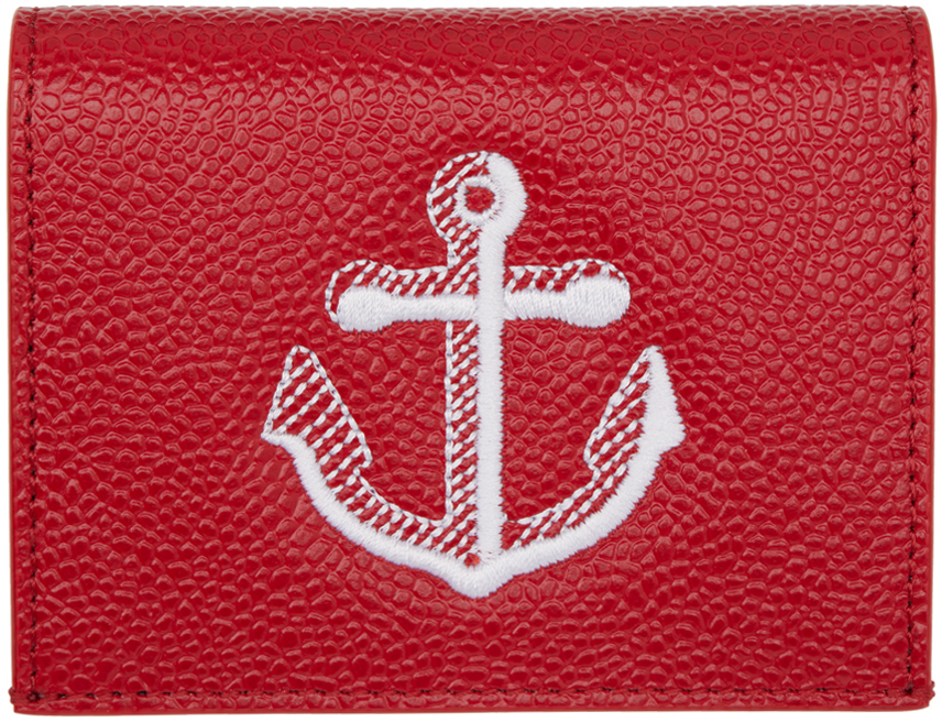 Thom Browne Red Anchor Double Card Holder In 600 Red