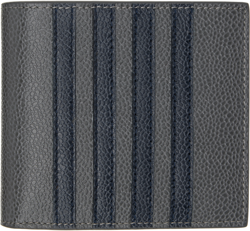 Shop Thom Browne Gray 4-bar Wallet In 025 Dark Grey