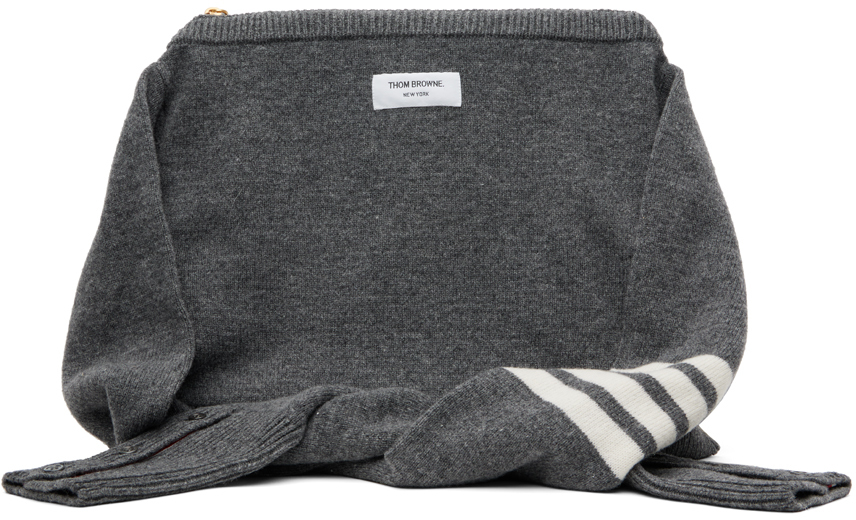 Thom Browne Gray 4-bar Sweater Bag In Grey