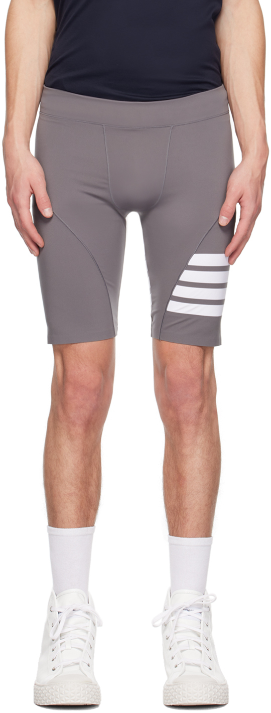 Thom Browne Grey 4-bar Compression Shorts In 035 Med Grey