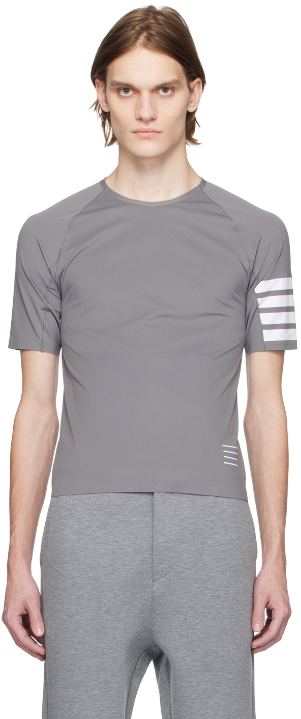 Shop Thom Browne Gray Compression T-shirt In 035 Med Grey