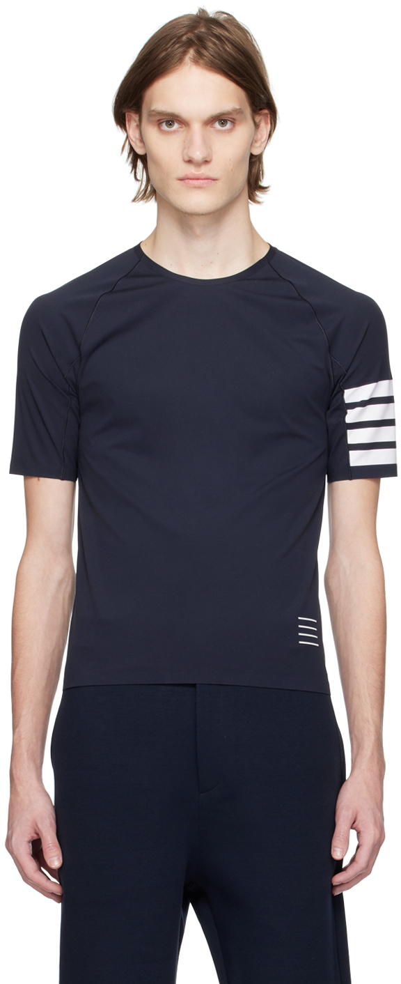 Shop Thom Browne Navy Compression T-shirt In 461 Navy