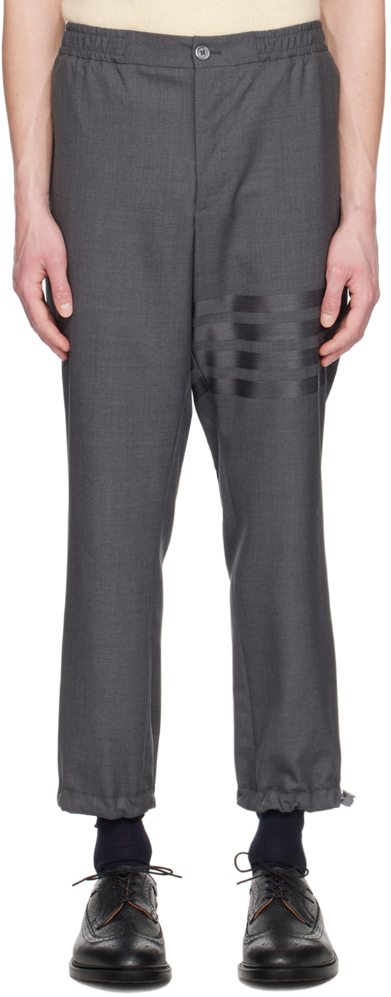 Thom Browne Gray 4-bar Trousers In 025 Dark Grey
