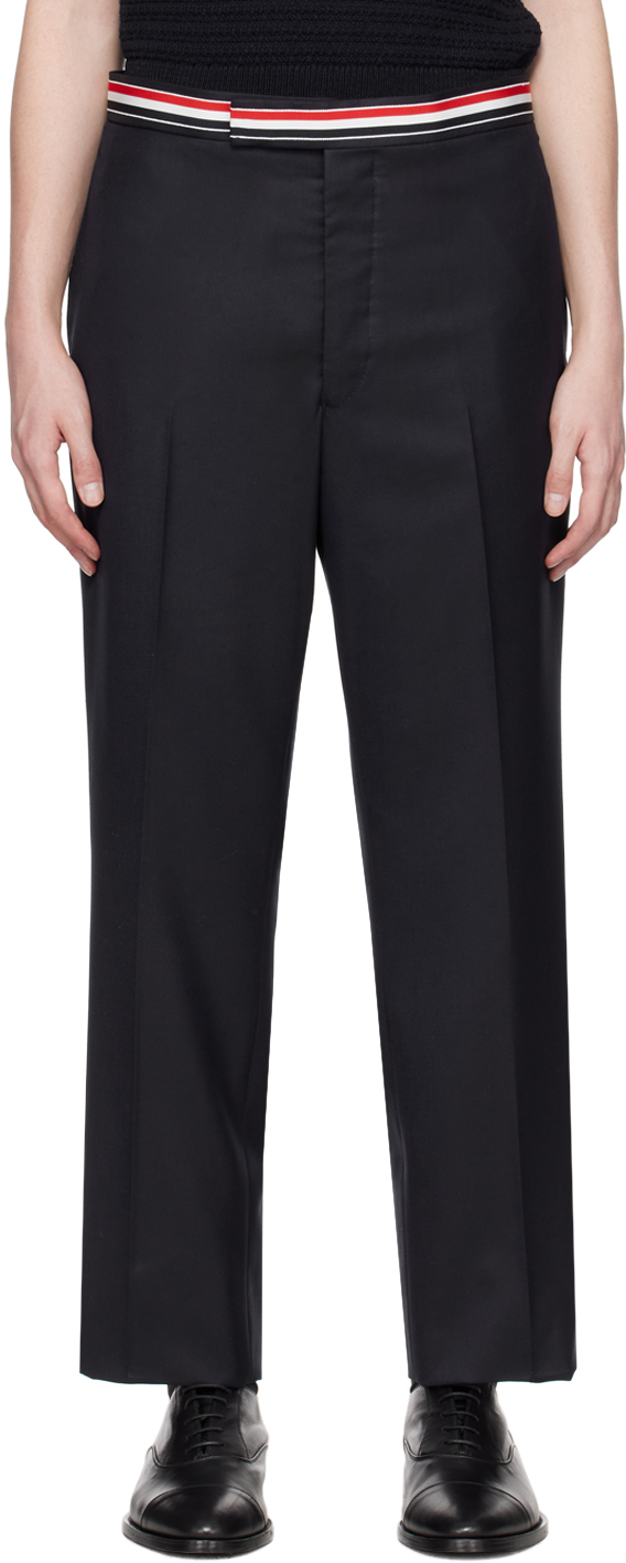 Navy Low-Rise Trousers