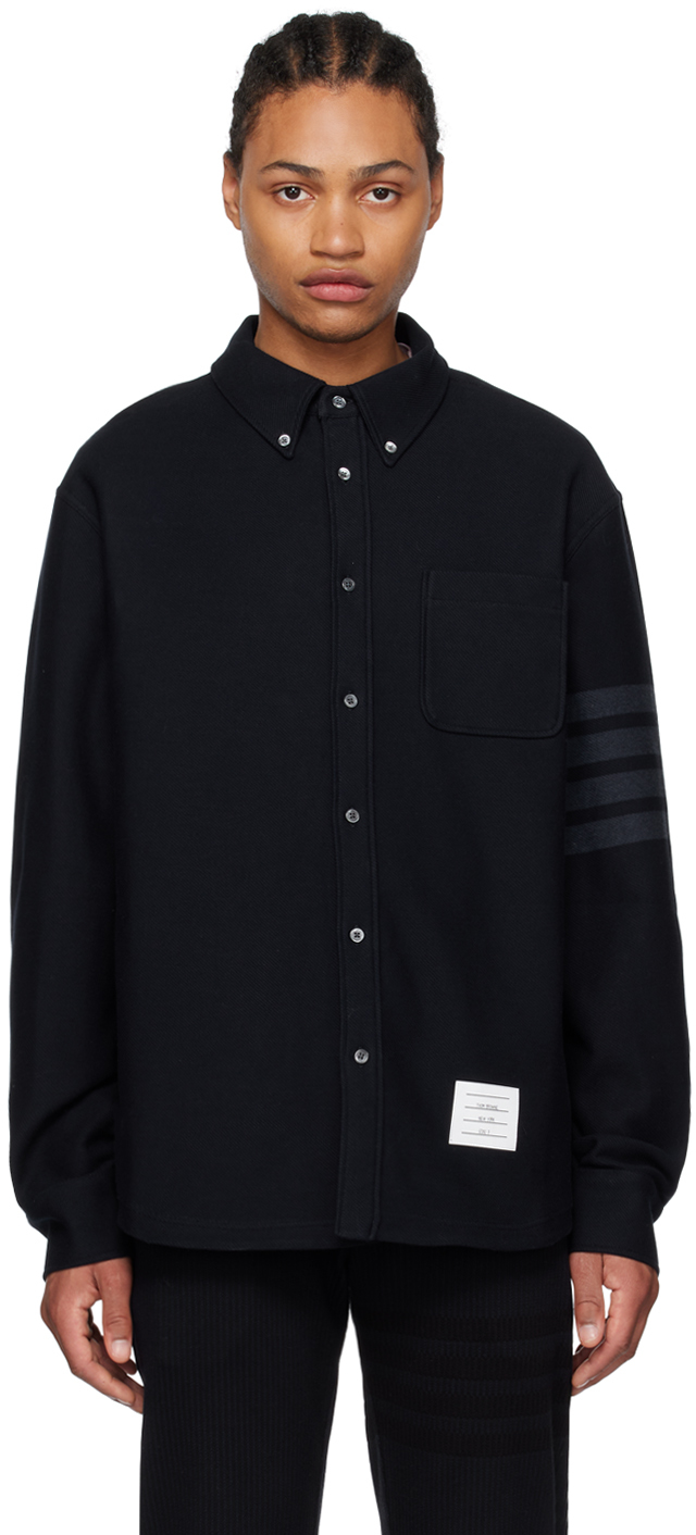 Thom Browne Navy 4-bar Shirt In 415 Navy