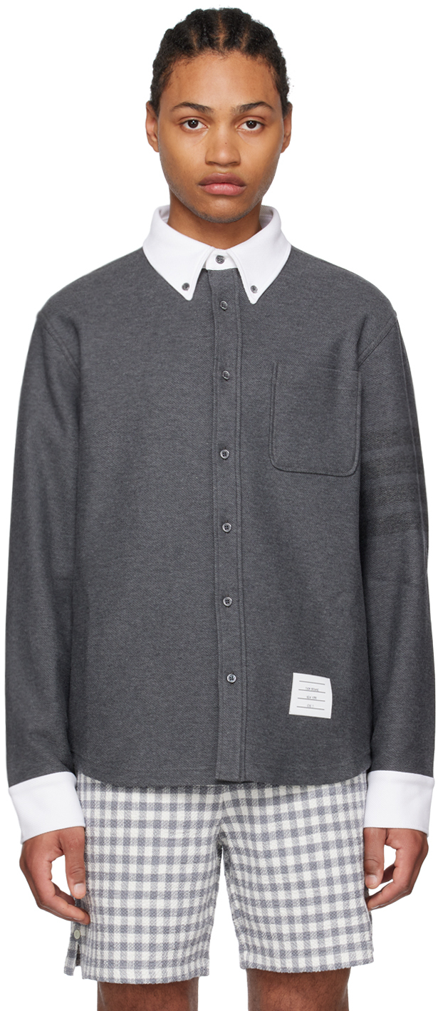 Shop Thom Browne Gray Tech Shirt In 035 Med Grey
