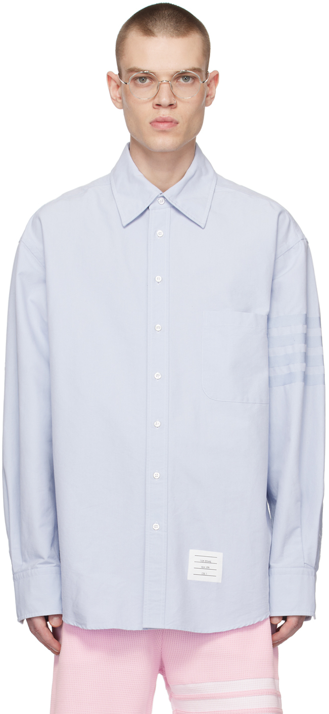 Thom Browne: Blue 4-Bar Shirt | SSENSE Canada