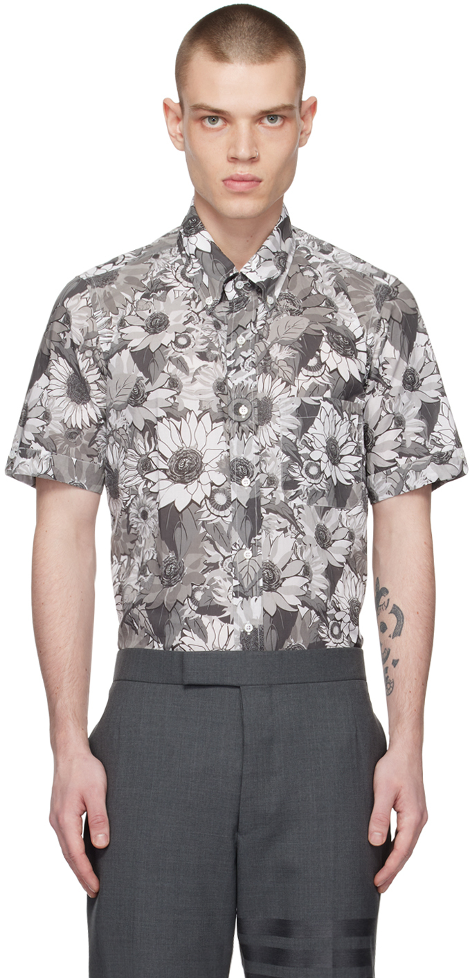 Thom Browne Grey Floral Shirt In Grey