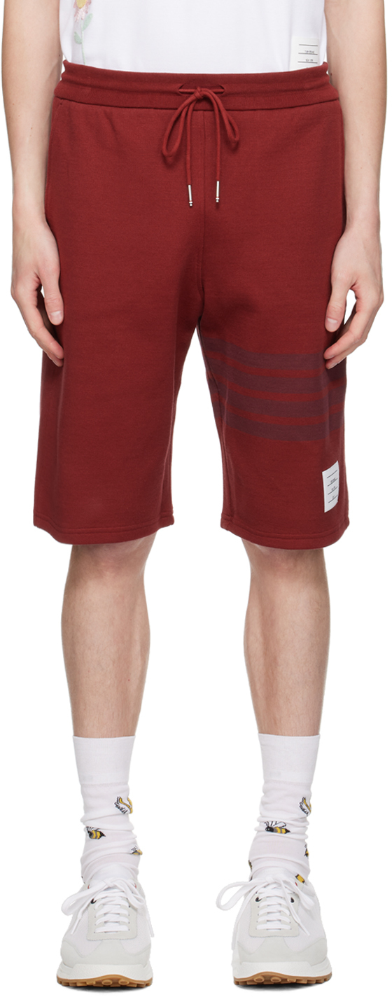 Thom Browne Double Face Knit 4-bar Sweatshorts In Red