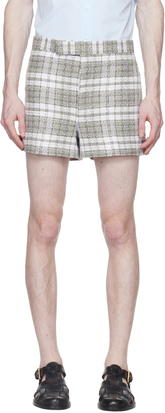 Thom Browne Grey Check Shorts In 035 Med Grey