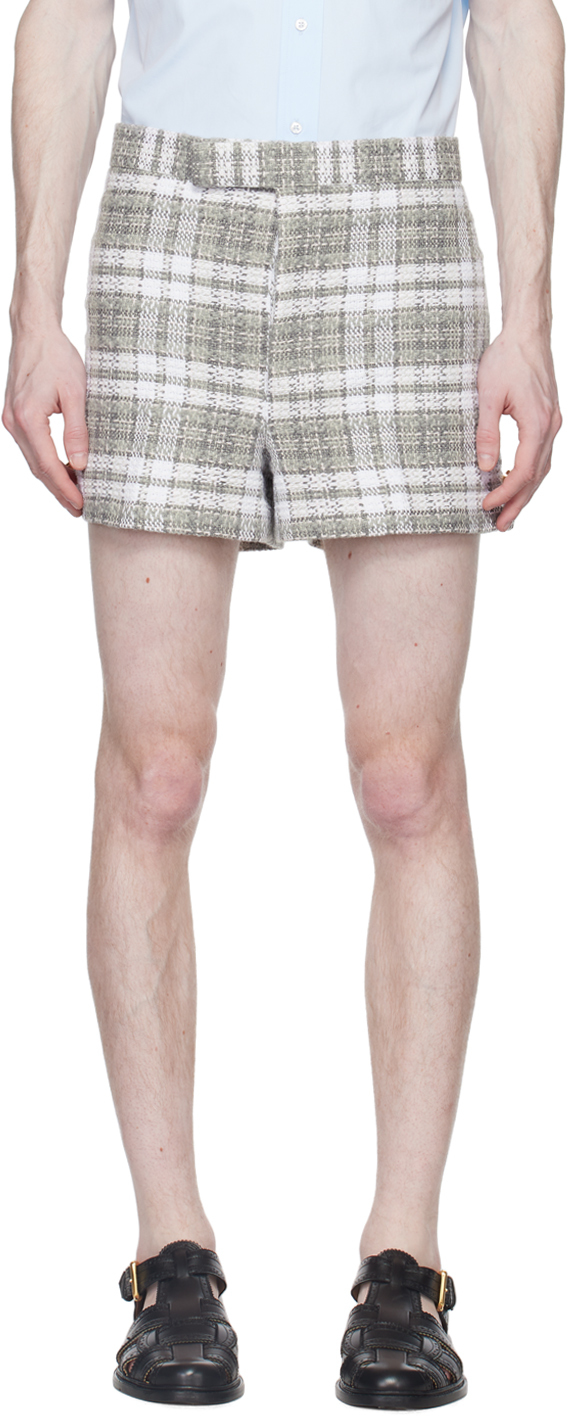Gray Check Shorts by Thom Browne on Sale