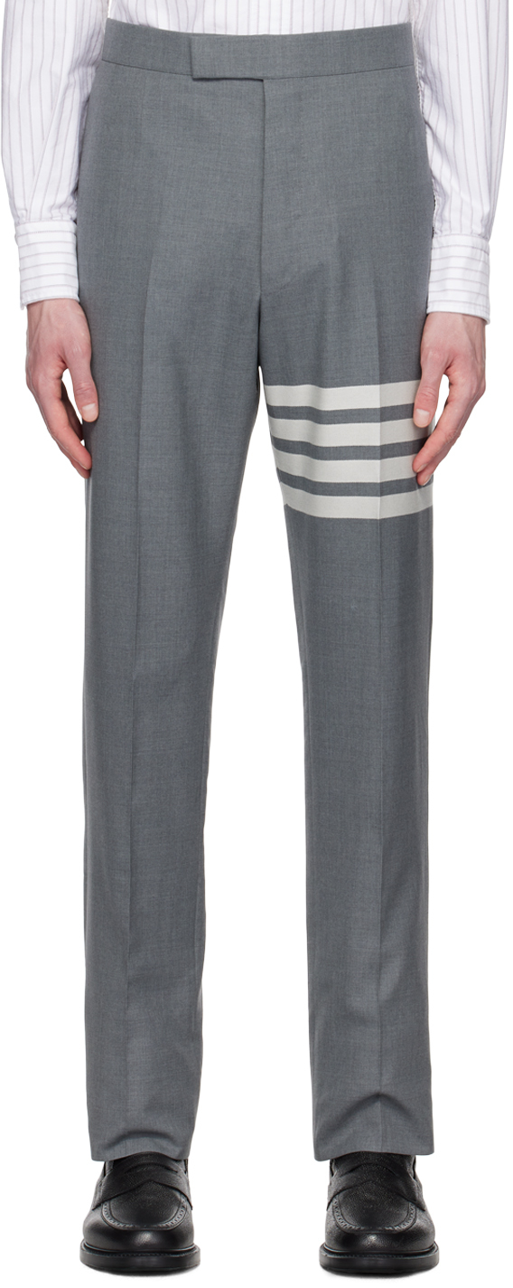 Thom Browne Grey Backstrap Trousers In Grey