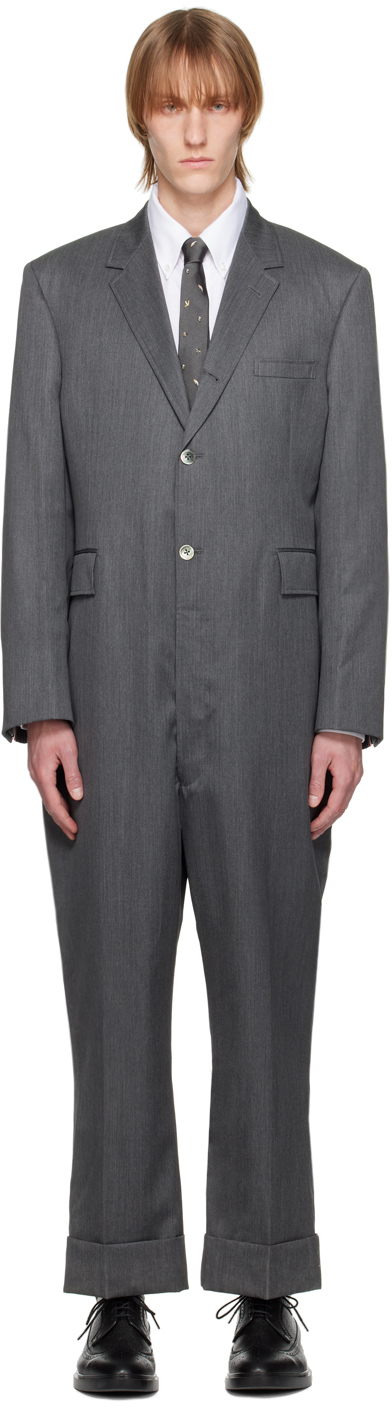 Thom Browne Grey Sport Coat Jumpsuit In 035 Med Grey