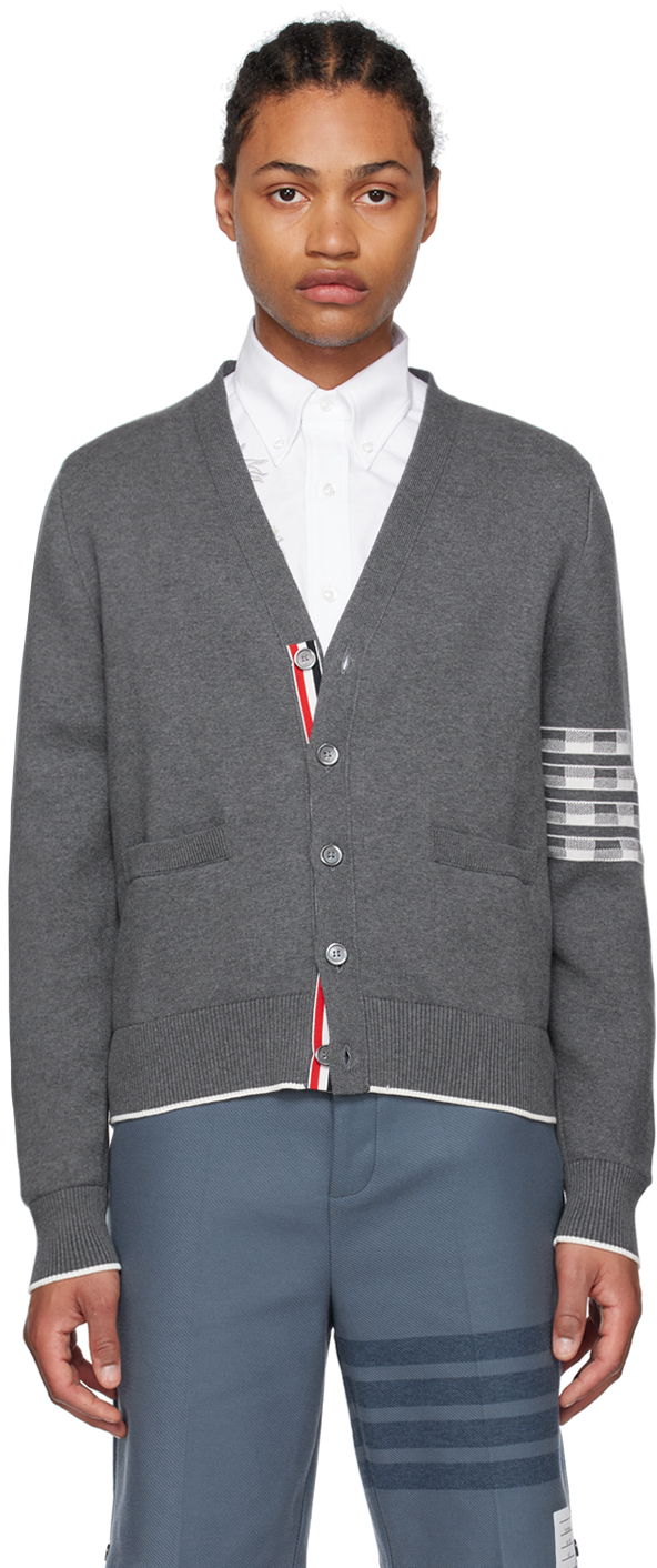 Shop Thom Browne Gray Hector Cardigan In 035 Med Grey
