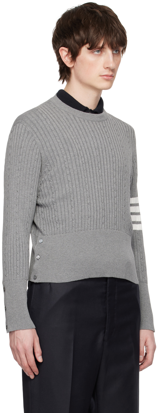 THOM BROWNE GRAY 4-BAR SWEATER