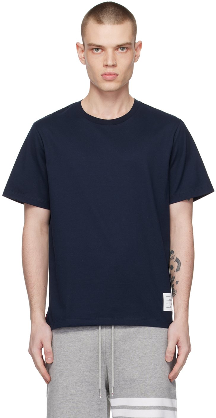 Thom Browne Navy Tennis-tail T-shirt In 415 Navy