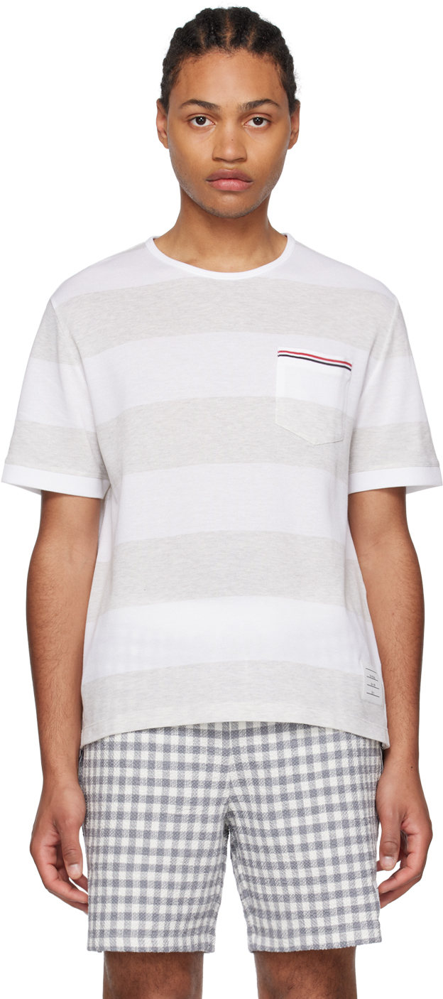 Thom Browne Oversized Short Sleeve T-shirt In Pale Grey White