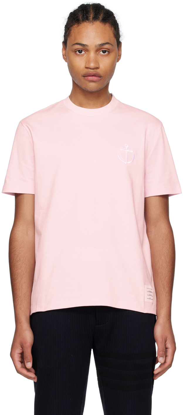 Thom Browne: Pink Anchor T-Shirt | SSENSE