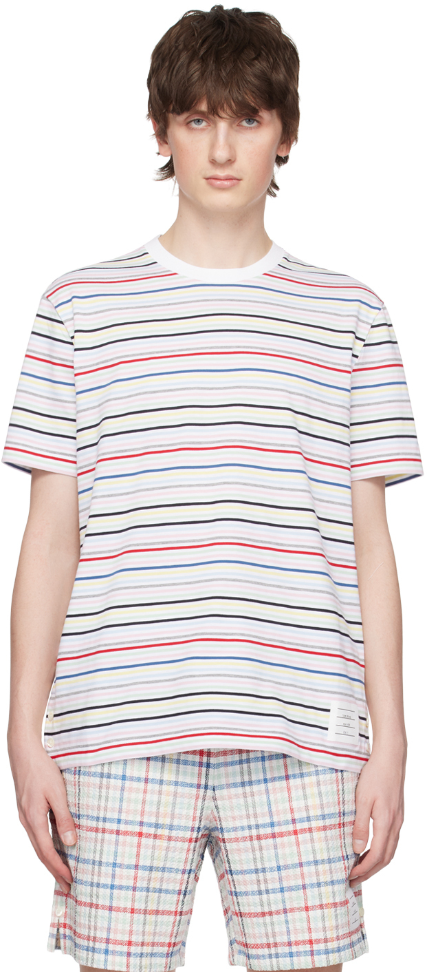 THOM BROWNE MULTICOLOR STRIPED T-SHIRT