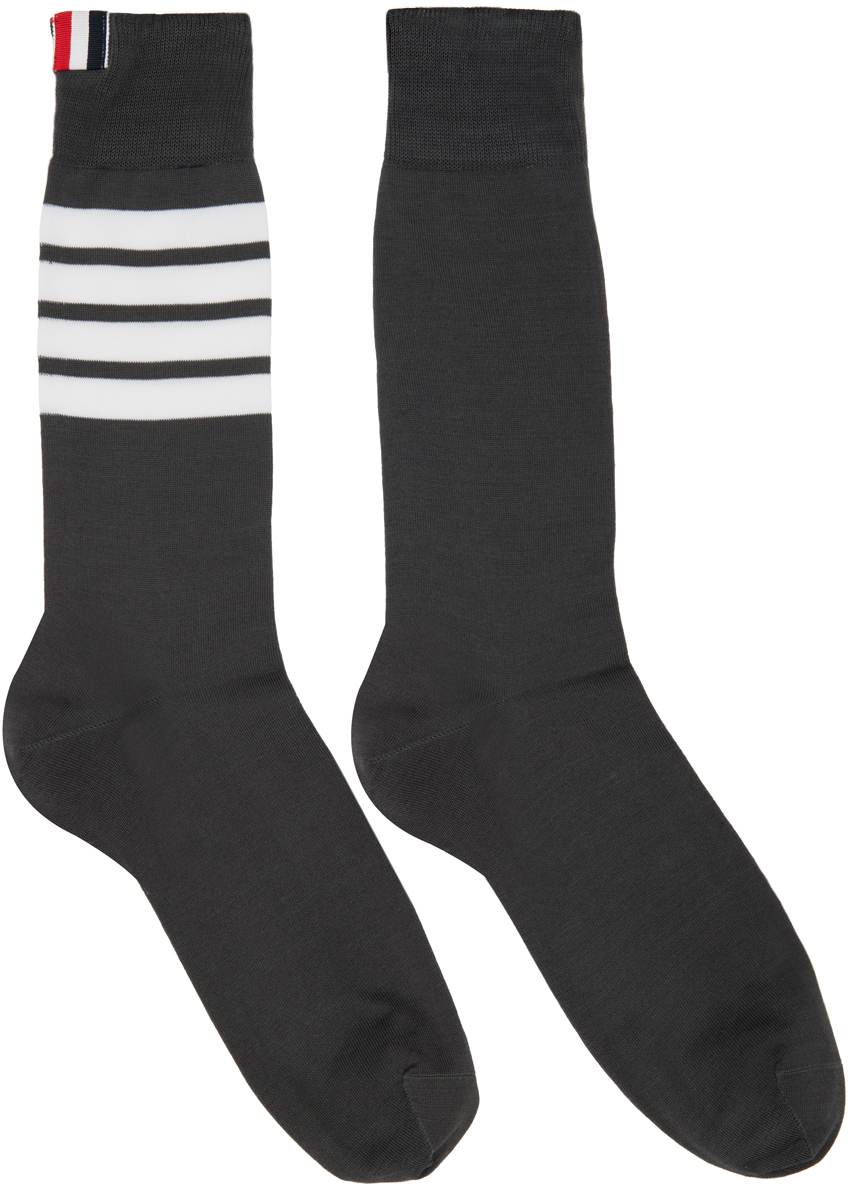 Black Lightweight Cotton 4-Bar Socks