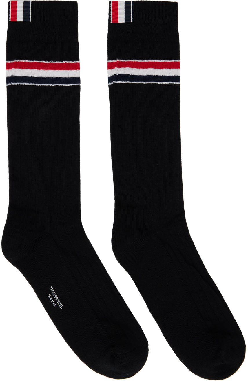 Thom Browne Black Striped Socks