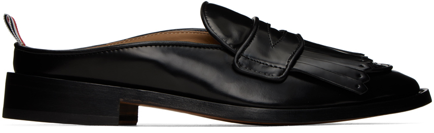 Thom Browne Black Kilt Loafers In 001 Black