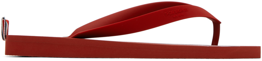 Shop Thom Browne Red Rwb Stripe Flip Flops In 600 Red